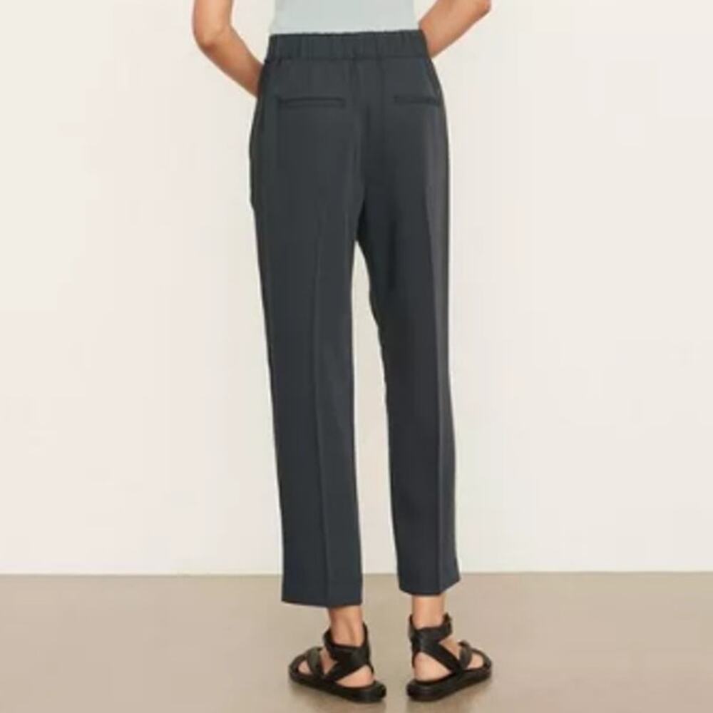 VINCE Mid-Rise Tapered Pull-On Pants Ankle Straight Wide Leg Trouser, Black - Picture 3 of 15